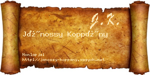 Jánossy Koppány névjegykártya